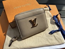 Original Louis Vuitton Mini Zippy Lock Me beige Greige Leder Portemonnaie