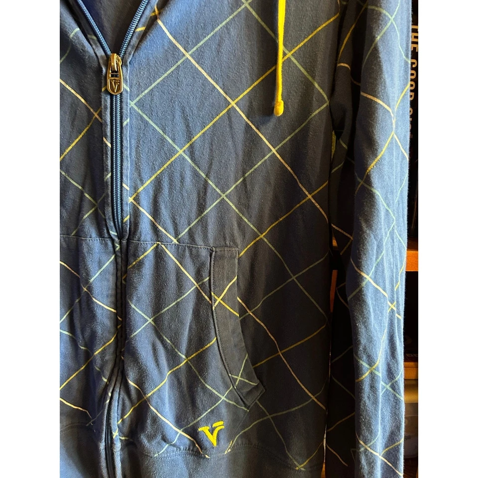 Moletom com capuz Vurt Y2K azul com zíper estampa de grade algodão stretch skate médio - Imagem 4 de 4