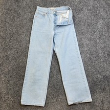 Levis Ribcage Straight Ankle Jeans Womens 26x27 Light Wash Blue Button Fly Denim
