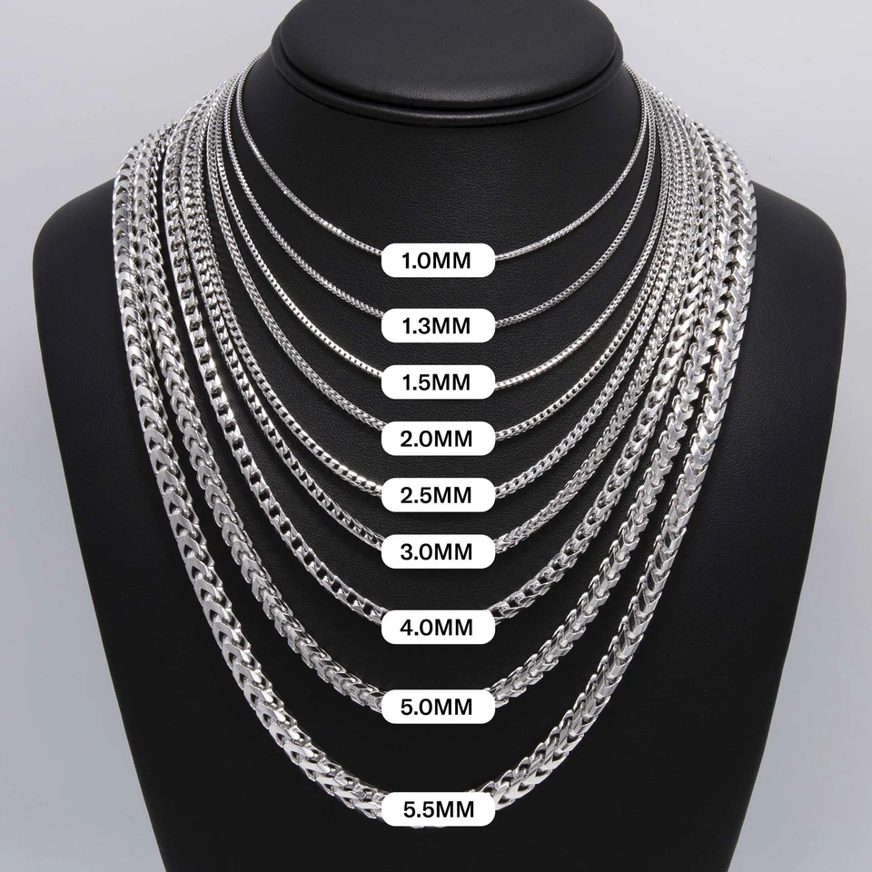 Cadena Franco Rodio Plata de Ley Sólida 925 Italia Todos los Tamaños Foto 4 de 4