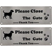 2PCS Please Close The Gate Sign for Dog Owners, QIANSSE 25x9cm Reflective Sign