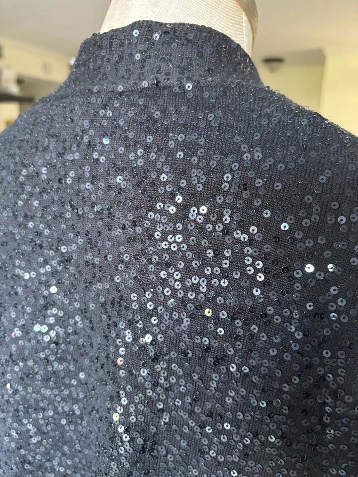 NEW Eileen Fisher Woman Black Sequined Sparkle Cardigan Coat Jacket Sz 3X NWT - Image 4 of 4