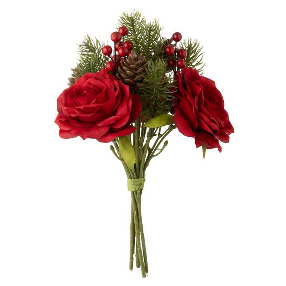 Bouquet de roses artificielles 28cm rouge un cadeau romantique durable pour la Saint Valentin
