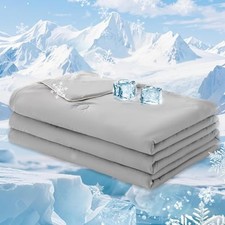 Grey Queen Cooling Comforter 90x90, Silk Soft Summer Quilt Grey