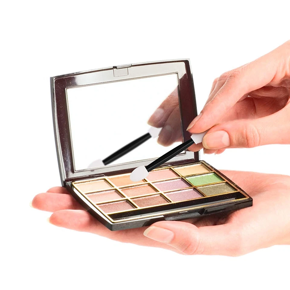 120 PIEZAS Aplicadores de esponja de sombra de ojos desechables, brochas de maquillaje de doble cara, negro Foto 4 de 4