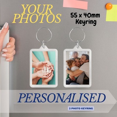 Personalisierter Foto-Schlüsselanhänger - 2 Fotos oder Worte EINZIGARTIGES GESCHENK SECRET SANTA