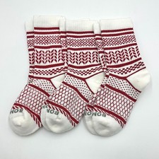 Bombas 3 Pairs Women's Cushion Solids Calf socks Athletic Honeycomb Size S Red