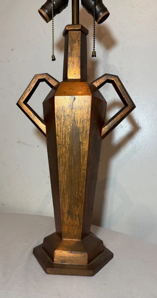 Lámpara de mesa eléctrica Arts & Crafts de hierro patinado bronce extremadamente pesada 16 libras. Foto 4 de 4