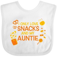 Inktastic I Only Love Snacks And My Auntie Baby Bib Aunt New Aunts Son Daughter