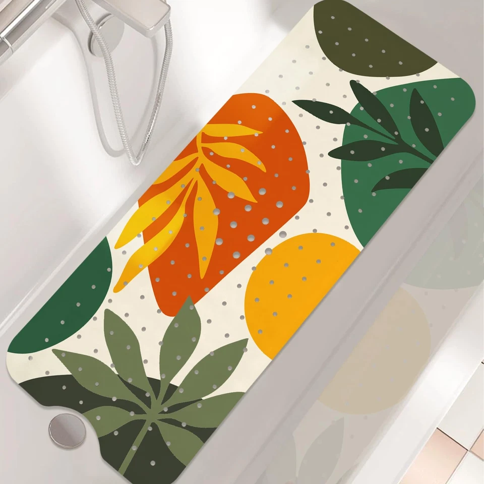 Alfombra de bañera antideslizante, alfombra de baño bohemia para bañera, alfombra de bañera extra larga ducha... Foto 2 de 4