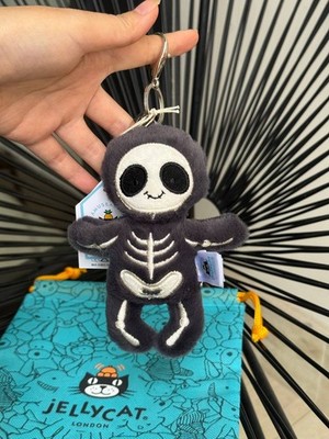 Jellycat Skeleton Bob Bag Charm   Christmas Gift Plush Keychain with Dust Bag