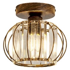 YYJLX Semi Flush Mount Ceiling Light Fixture E26 Mini Crystal Chandelier Oil Rub