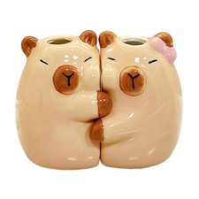 Animal Toothbrush Organizers Ceramic Bathroom Office Decoration Stand for Couple