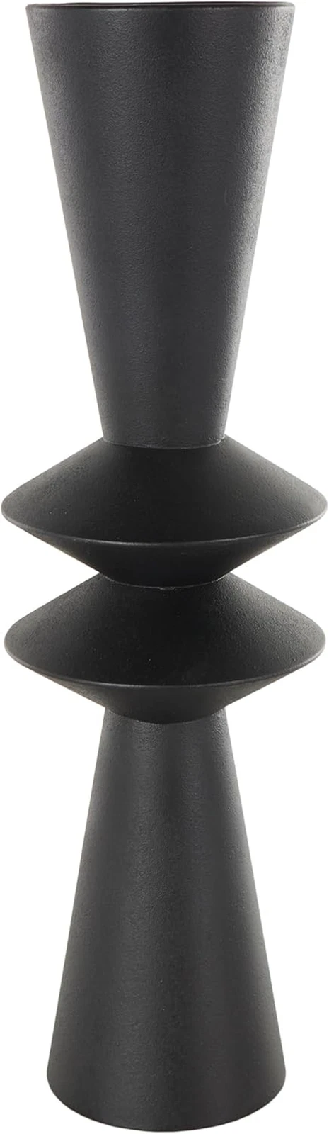 Art Deco Black Metal Fluted Vase - 26" Centerpiece for Home Decor