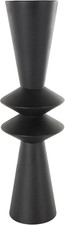 Art Deco Black Metal Fluted Vase - 26" Centerpiece for Home Decor