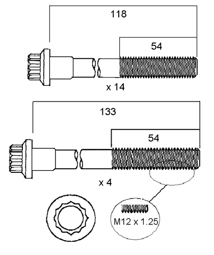 Head Bolt Set FOR Mitsubishi Canter Delica Pajero Triton 4M41 4M42 2002 Onwards - Picture 2 of 2