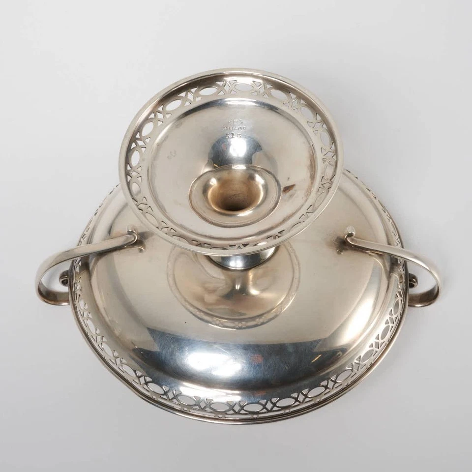 Antiguo plato de compota de caramelo con mango con pedestal de plata esterlina Reed and Barton 3,25 Foto 4 de 4