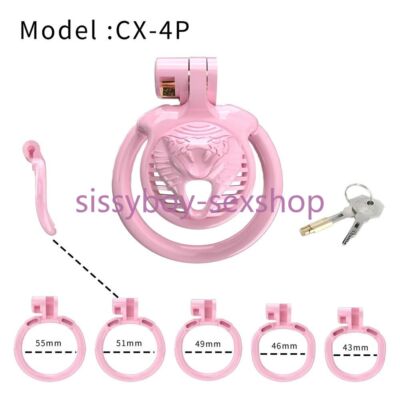 2023 Small Male Chastity Device Sissy Cage with 5 Size Ring Anti Cheat Lock
