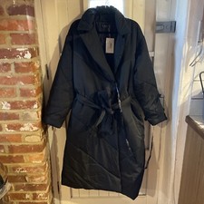 Bnwt In The Style Uk 20 Black Knee Length Puffer Coat