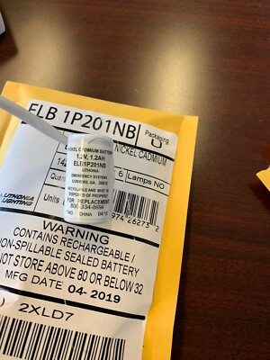 LITHONIA LIGHTING Battery,Nickel Cadmium,1.2V,1.2Ah, ELB 1P201NB
