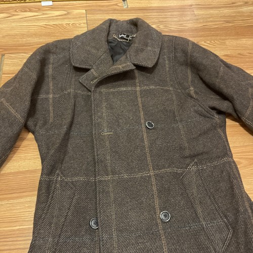 Harve Bernard Button Brown Cashmere Blend Lined Over Coat Jacket Size L /12 - Picture 3 of 8
