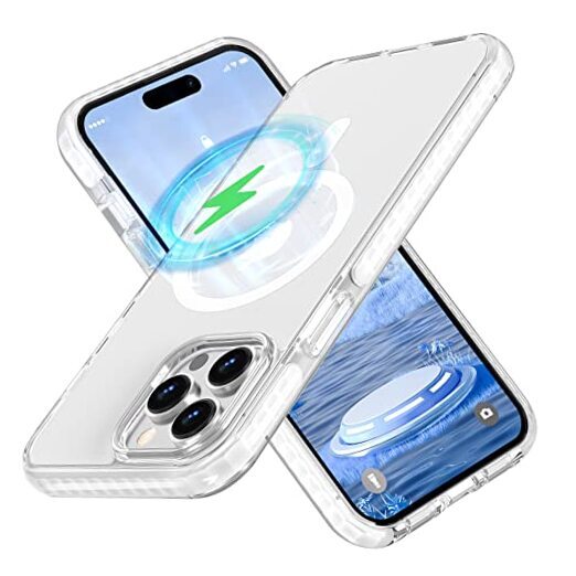 Compatible with MagSafe for iPhone 14 Pro Max Case, Magnetic Case, Anti White