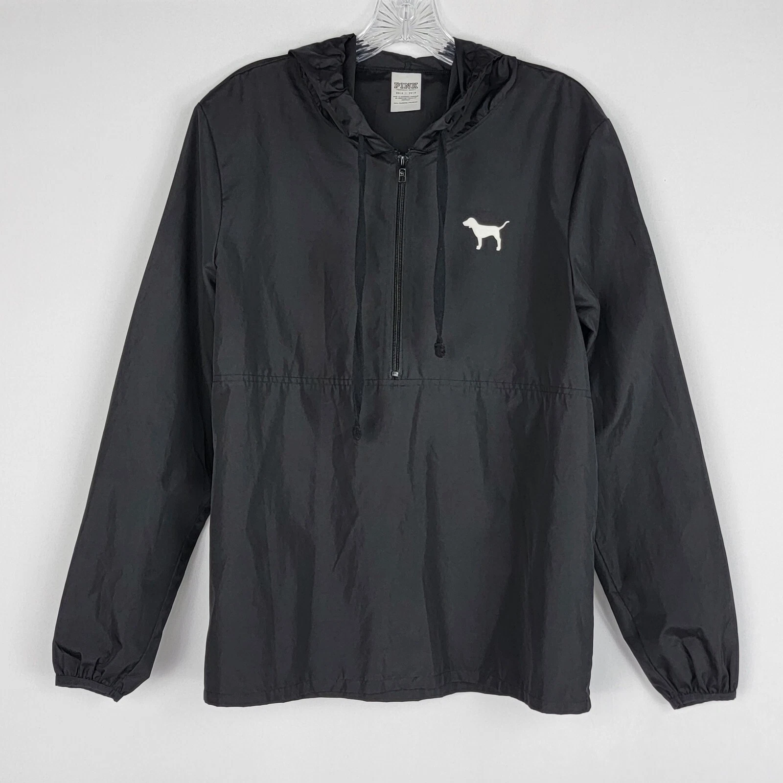 UNDERCOVER Giacca pullover nera ROSA Victorias Secret Anorak taglia XS mezza cerniera