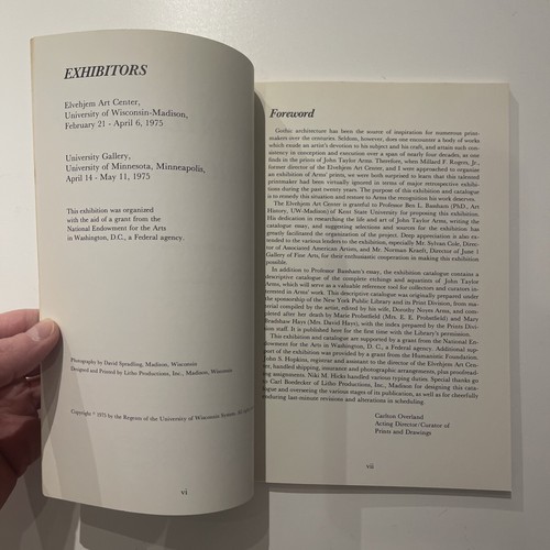 JOHN TAYLOR ARMS: AMERICAN ETCHER Elvehjem Art Center Catalog 1975 MADISON, WI - Picture 6 of 8