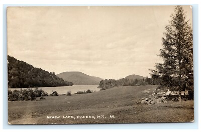 Oxbow Lake Piseco NY RPPC Adirondacks Real Photo Postcard Eastern Illust. E3