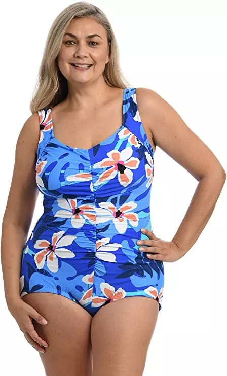Maxine of hollywood women's shirred front girl leg one piece swimsuit sales