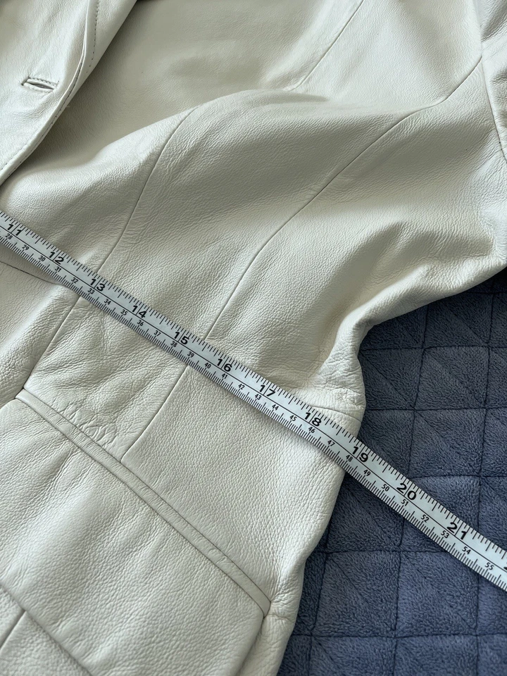 Blazer Hacker TERRY LEWIS Vintage Mujer Cuero Crema Beige Tostado M Foto 4 de 4