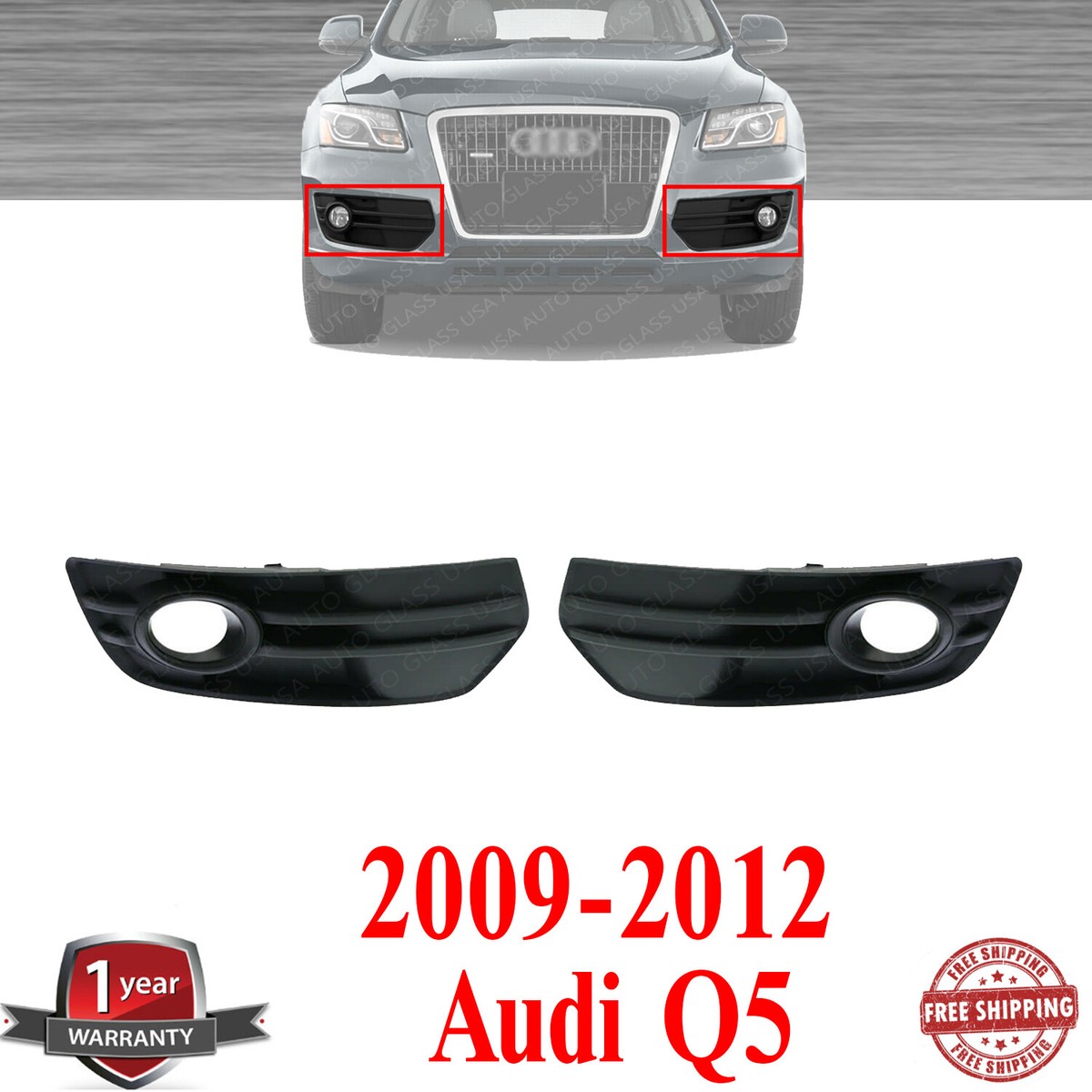 FOR Audi Q5 2013-17 S-Line LH +RH Front Fog Light Grille Cover Bezel Accessories