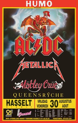 Poster Monsters of Rock Concert 1991 AC/DC · Metallica · Mötley