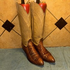 Tony Lama 8427 Brown Snakeskin LeatherCowboy Western Boots Sz 6 A FREE SHIPPING