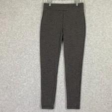 Loft Dress Pants Womens S Gray Black Houndstooth Pull On Skinny Mid Rise Stretch