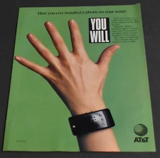 1994 Print Ad AT&T Ever Installed a phone on your Wrist Communications Tech art