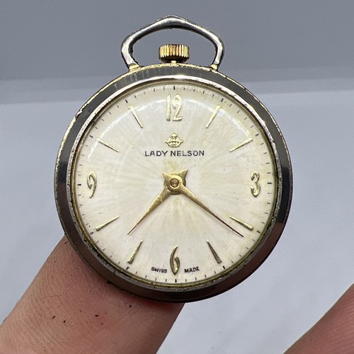 Lady Nelson Pocket Watch Ladies Swiss Silver Gold Tone eBay