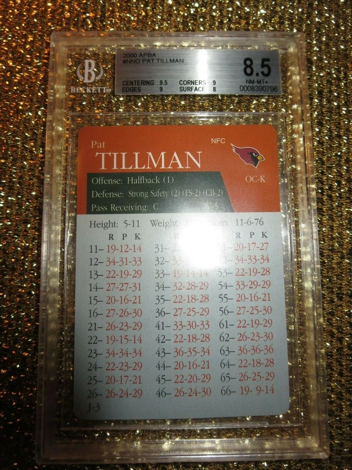 Pat Tillman 2000 APBA Arizona cardinals NFL Game BGS 8.5 ROOKIE - Image 4 of 4