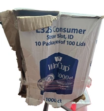 Wincup Translucent Plastic Lids with Straw Slot (1000 Count) 32-44oz, box damage