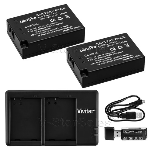 2x LPE17 Replacement Battery + Dual Charger for Canon EOS 77D T7i T6s