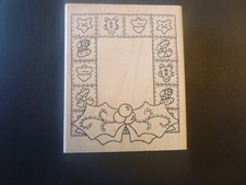Christmas Frame with Holly and Berries - Rubber Stamp - Wood Mounted