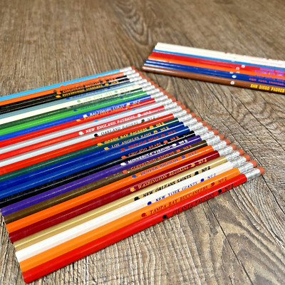 Vintage NFL & MLB 35 Team Pencils Striped No. 2  NEW FaberCastell
