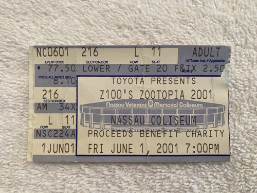 Z 100’s Zootopia 2001: Aerosmith/Pink/Shaggy - Original Vintage Ticket Stub - Bild 1 von 2