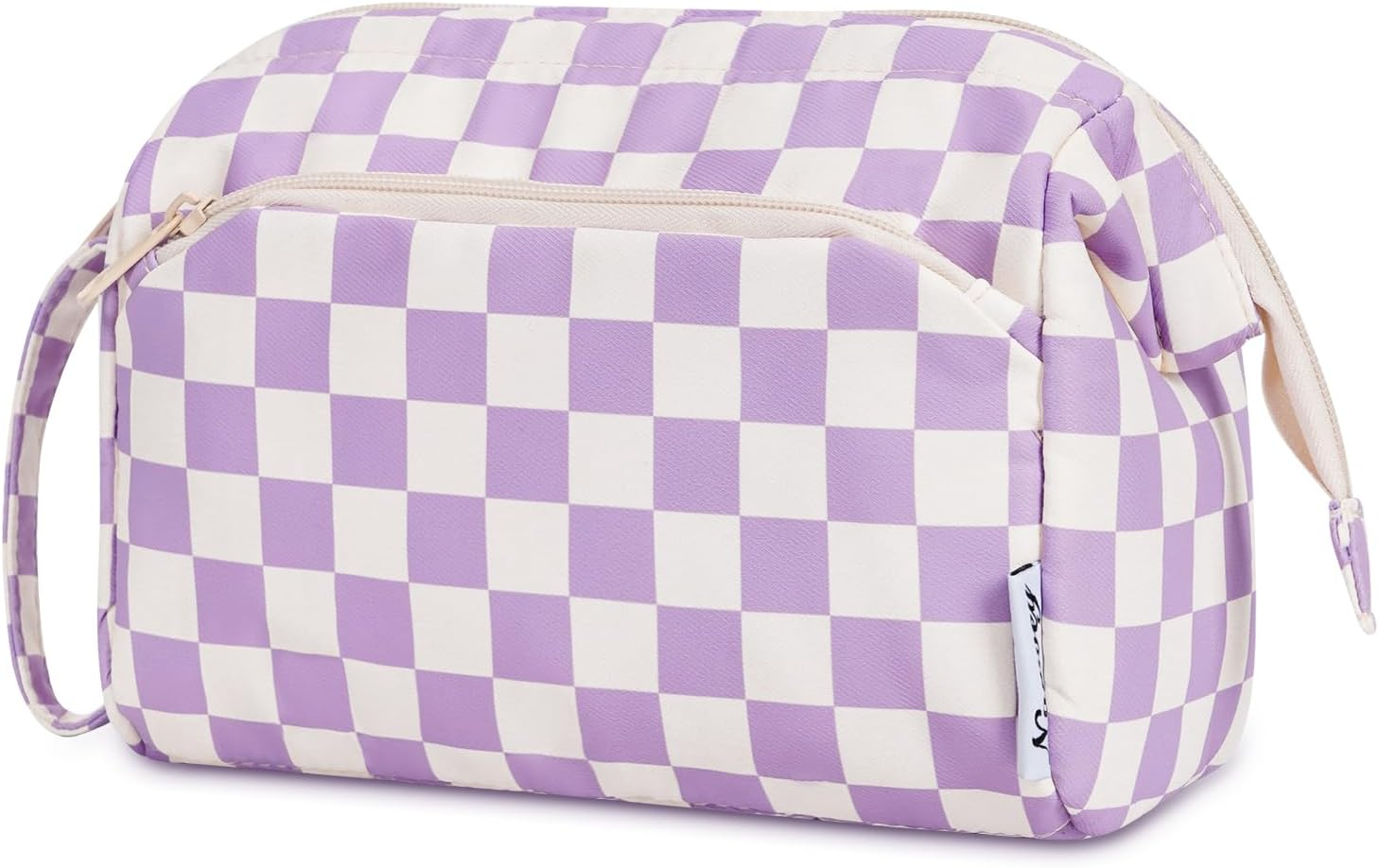 Toiletry Bag for Cosmetics Toiletries Accessories (Purple Checkerboard)-image