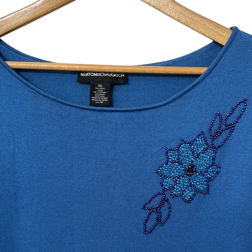 Maglia Norton McNaughton donna seta Bld taglia XL vintage floreale perline - Foto 3 di 3