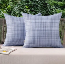 MIULEE Outdoor Waterproof Throw Pillow Covers Decorative 12"x12" - 2 Pack Blue 
