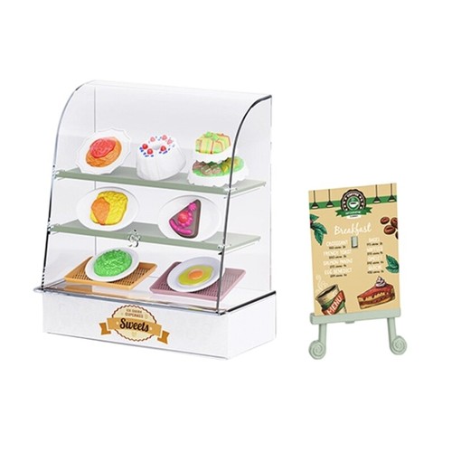 Pretend Play Bakery Scene Set Mniature Counter Display Case and Dessert Figure - Picture 11 of 11