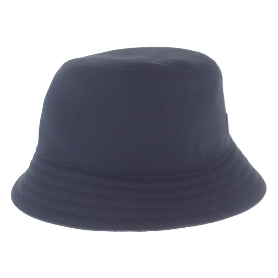 HERMES Wool Bucket Hat Fred Crew Carrousel with Patch Black Men