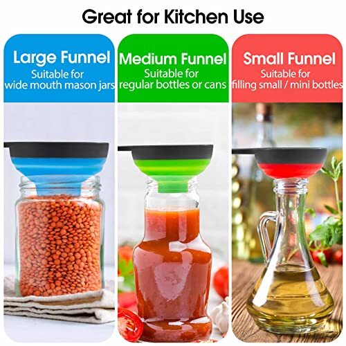 Kalave Canning Funnel with Strainer, Food Grade Silicone Collapsible Kitchen 