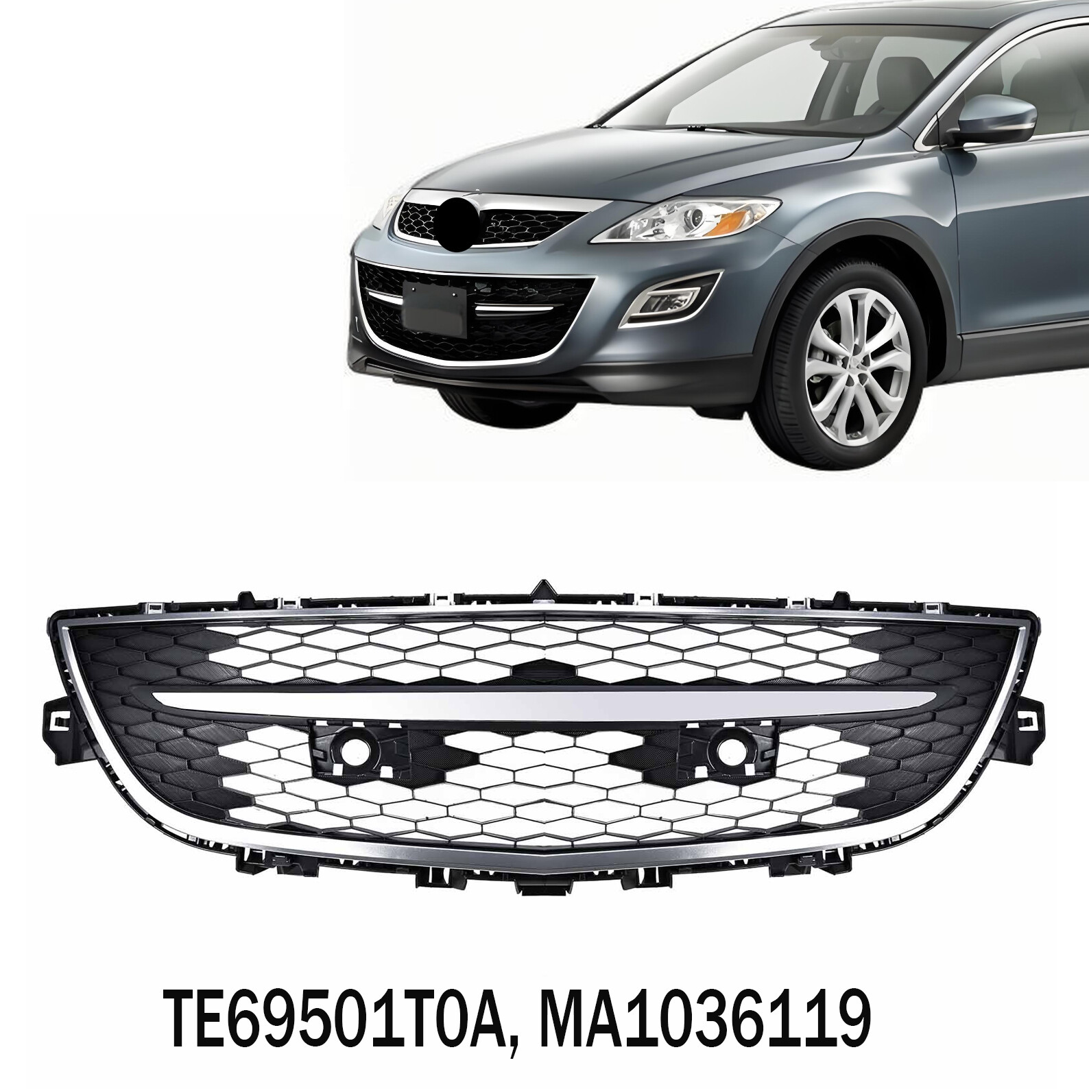Front Bumper Grille For Mazda CX-9 2010-2012 with Chrome Surround Center Molding